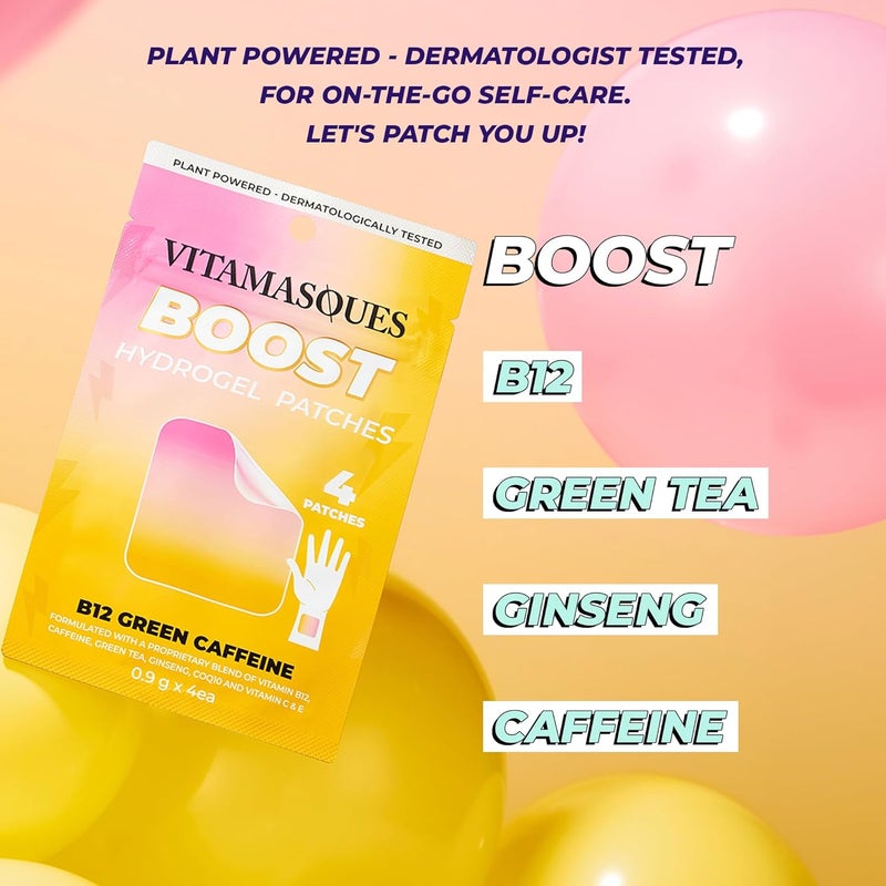 Vitamasques Energy Patches Boostme Wellness Hydrogel Pads 3Pack  B12 Vitamin Patches for Women  Men Energy  Focus for Adults  CrueltyFree Korean Skin Care Caffeine Gel Pads - Image 3