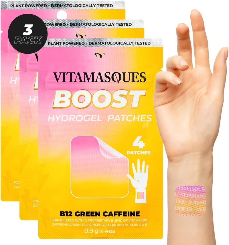 Vitamasques Energy Patches Boostme Wellness Hydrogel Pads 3Pack  B12 Vitamin Patches for Women  Men Energy  Focus for Adults  CrueltyFree Korean Skin Care Caffeine Gel Pads - Image 1