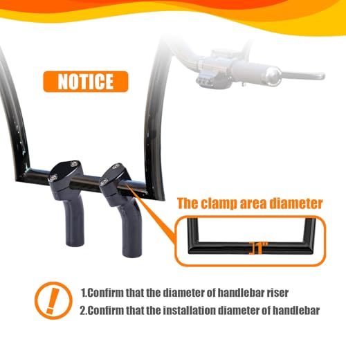 Sresk 1 inch Handlebar Riser Clamp Round, 4 inch Height Increase Motorcycle Pullback Handle Bar Riser Compatible with Harley Dyna Softail Honda Kawasaki Vulcan Yamaha Accessories (Black) - Image 3