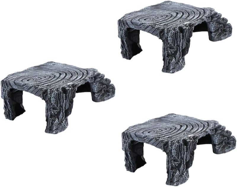 Amphibian Aquarium Decoration Turtle Terrace 3Pcs Dark Grey 21X14X7 5Cm Fish Tank Ornament - Image 1