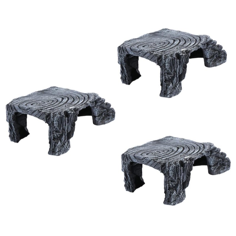 Amphibian Aquarium Decoration Turtle Terrace 3Pcs Dark Grey 21X14X7 5Cm Fish Tank Ornament - Image 2
