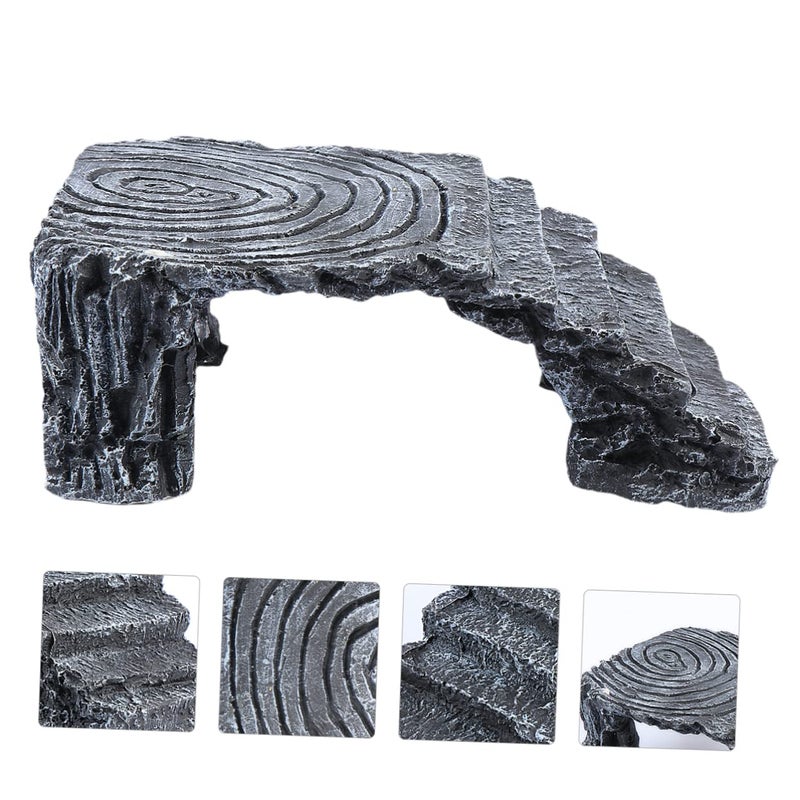 Amphibian Aquarium Decoration Turtle Terrace 3Pcs Dark Grey 21X14X7 5Cm Fish Tank Ornament - Image 4