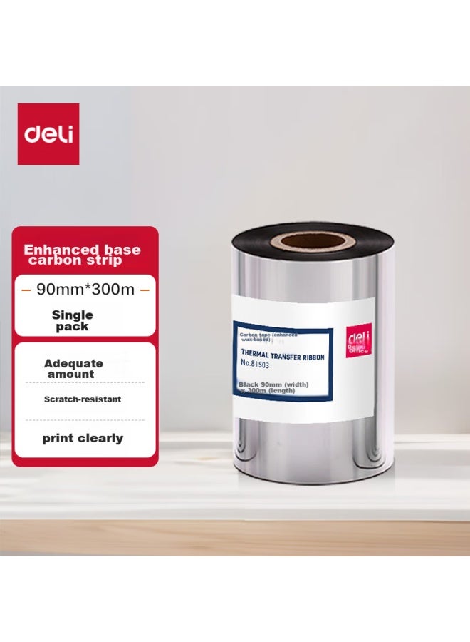 Deli Mm*300m Thermal Transfer Barcode Printer, Label Printer Ribbon, Universal Enhanced Wax-based Carbon Ribbon 81503 (single Pack) - Image 1