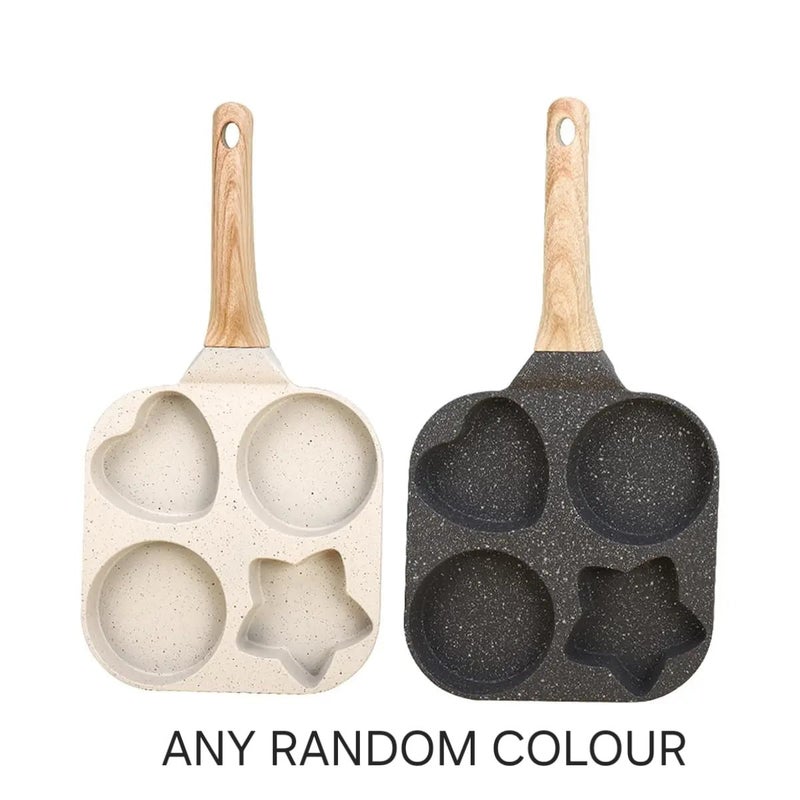 Husaini Mart HUSAINI MART | 4 cavity Egg Pan Non Stick Pancake Pan, 4-Cup Nonstick Egg Frying Pan Granite Mini Egg Cooker Pannfor Breakfast, Small Egg Skillet Suitable For Gas Stove & Induction Top (multicoloured)  - Image 2