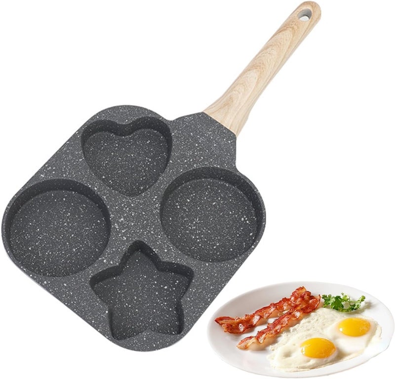 Husaini Mart HUSAINI MART | 4 cavity Egg Pan Non Stick Pancake Pan, 4-Cup Nonstick Egg Frying Pan Granite Mini Egg Cooker Pannfor Breakfast, Small Egg Skillet Suitable For Gas Stove & Induction Top (multicoloured)  - Image 1