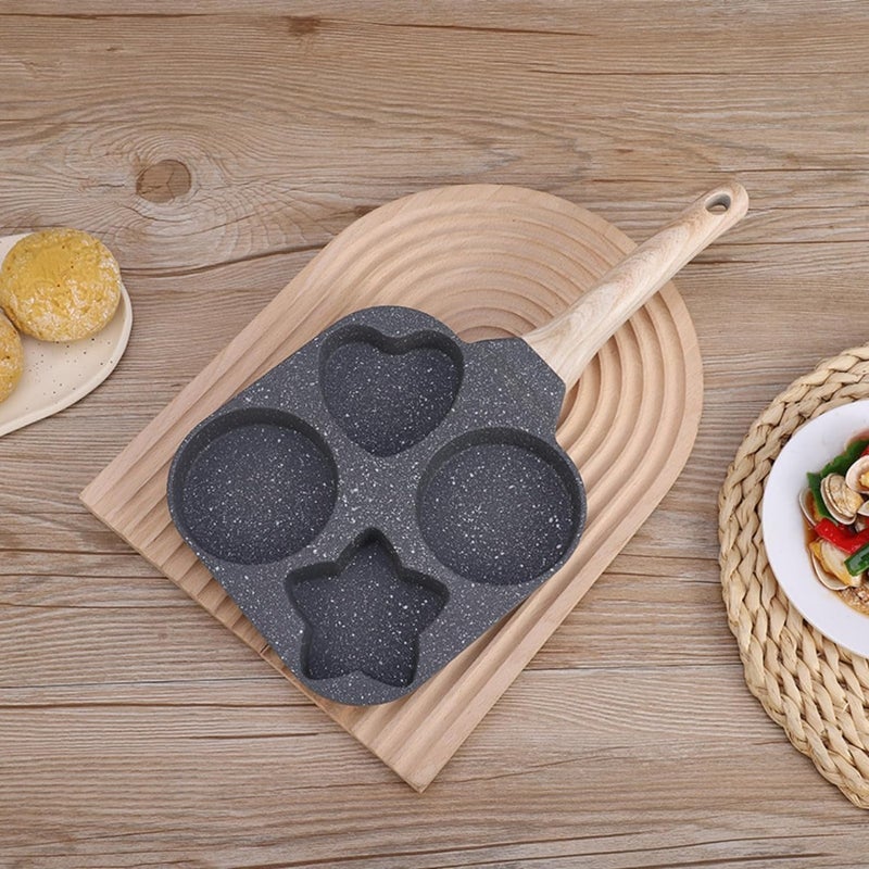 Husaini Mart HUSAINI MART | 4 cavity Egg Pan Non Stick Pancake Pan, 4-Cup Nonstick Egg Frying Pan Granite Mini Egg Cooker Pannfor Breakfast, Small Egg Skillet Suitable For Gas Stove & Induction Top (multicoloured)  - Image 4