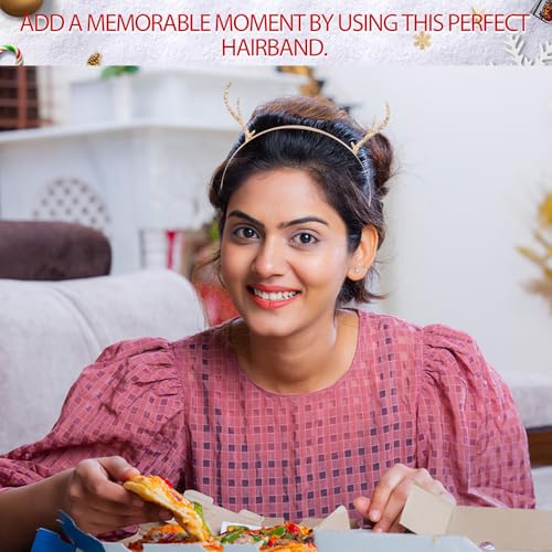 LEORX Metal Antler Headband Simple Gold Deer Horn Hair Hoop Christmas Party Hair Accessories for Women and Girls (Style 2) - Image 4