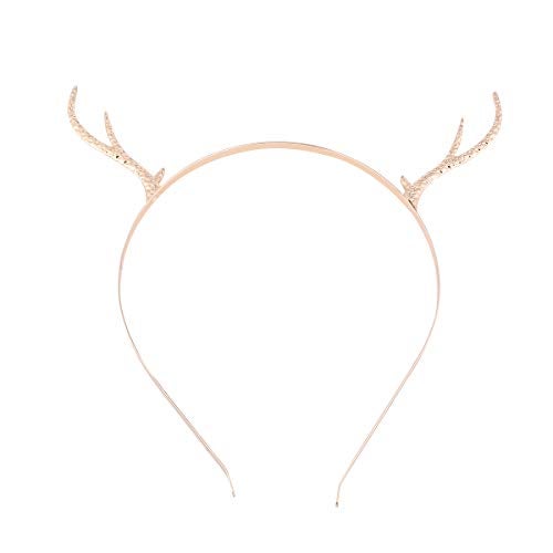 LEORX Metal Antler Headband Simple Gold Deer Horn Hair Hoop Christmas Party Hair Accessories for Women and Girls (Style 2) - Image 1