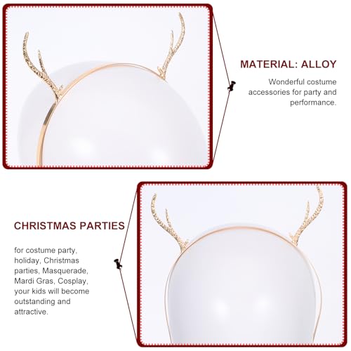 LEORX Metal Antler Headband Simple Gold Deer Horn Hair Hoop Christmas Party Hair Accessories for Women and Girls (Style 2) - Image 3