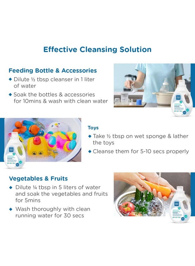 مي مي منظف سائل للأطفال 1000 مل، مضاد للبكتيريا يقتل 99.9% من الجراثيم | منظف لزجاجات الأطفال والحلمات والإكسسوارات والألعاب والفواكه والخضروات بدون كحول، تنظيف بقطرة واحدة تم اختباره من قبل أطباء الجلدية - Image 4