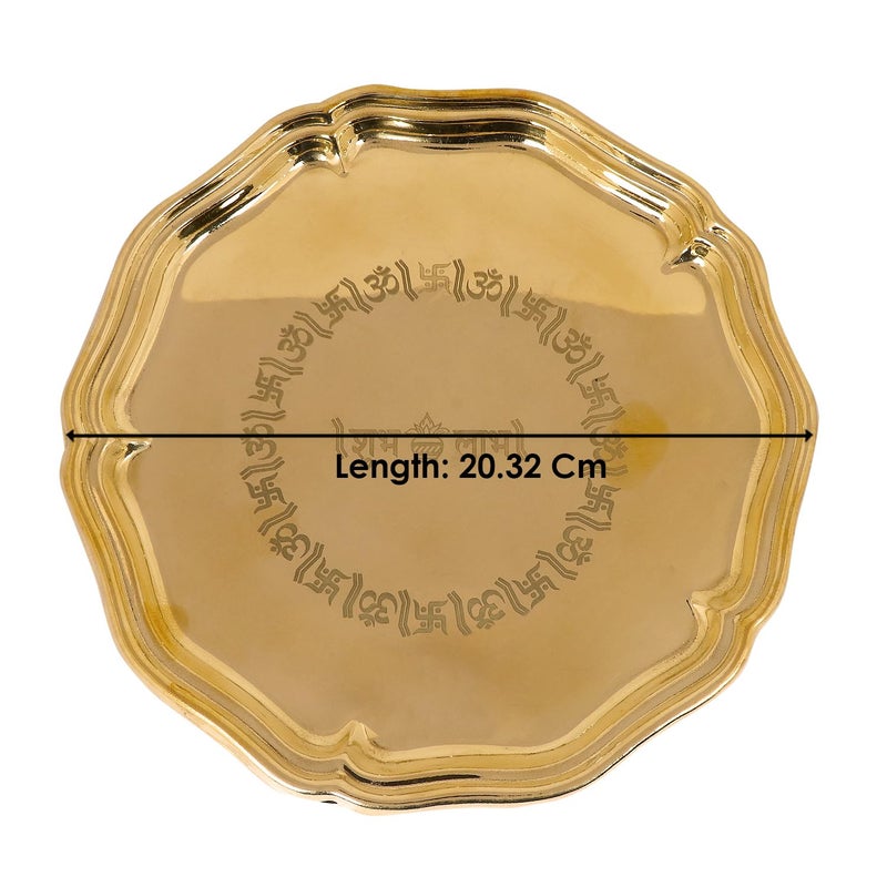 SATVIK STORE SATVIK 8 Inch Brass Puja Thali Set of 7 | Handcrafted Design for Divine Blessings | Ideal Housewarming Return Gift | Perfect for Festivals & Worship | Complete Puja Thali Set - Image 4