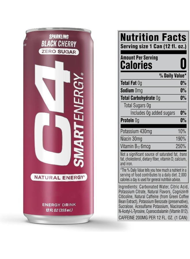 CELLUCOR C4 Pre Workout Energy Drink With Beta-Alanine, Zero Sugar, Carbonated Drink for Strength & Endurance, Black Cherry Flavor – 12 Pack(355 ml) - Image 3