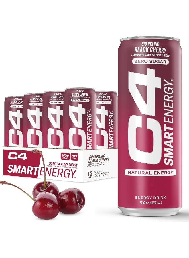 CELLUCOR C4 Pre Workout Energy Drink With Beta-Alanine, Zero Sugar, Carbonated Drink for Strength & Endurance, Black Cherry Flavor – 12 Pack(355 ml) - Image 1