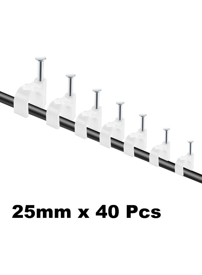 Royal Apex Electrical Cable Wire Round Clips, Steel Nails Tacks Holder For Organizing Electric Wires Cables Lines - White (25Mm - 40Pcs) - Image 2
