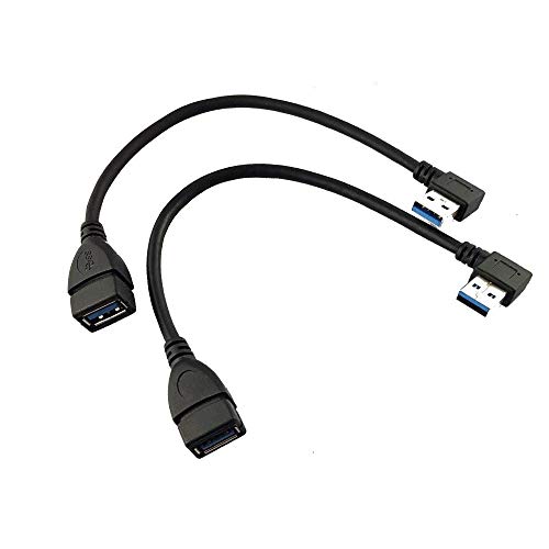 Seadream 2Pack SuperSpeed USB 3.0 Angle Male to Female Extension Cable 20CM -2Pack Each of Left Angle and Right Angle - Image 2