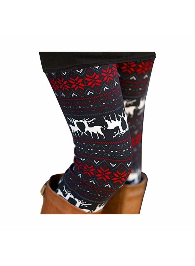 Sipaya Women's Christmas Day 2017 Reindeer and Snowflake Printed Leggings Aztec Pants M - Image 1
