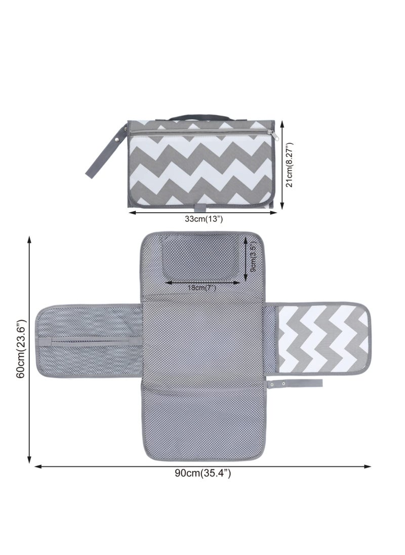 Excefore Baby Portable Diaper Changing Pad, Baby Changing Pad & Diaper Changer Travel Bag, Smart Design Baby Changing Mat, Waterproof Travel Diaper Changing Kit, Gifts for Baby Shower (Grey Wave)  - Image 3