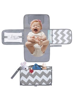 Excefore Baby Portable Diaper Changing Pad, Baby Changing Pad & Diaper Changer Travel Bag, Smart Design Baby Changing Mat, Waterproof Travel Diaper Changing Kit, Gifts for Baby Shower (Grey Wave)  - Image 1