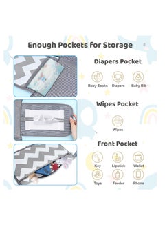 Excefore Baby Portable Diaper Changing Pad, Baby Changing Pad & Diaper Changer Travel Bag, Smart Design Baby Changing Mat, Waterproof Travel Diaper Changing Kit, Gifts for Baby Shower (Grey Wave)  - Image 2