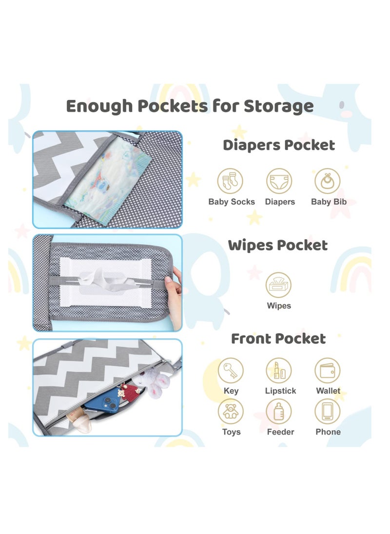 Excefore Baby Portable Diaper Changing Pad, Baby Changing Pad & Diaper Changer Travel Bag, Smart Design Baby Changing Mat, Waterproof Travel Diaper Changing Kit, Gifts for Baby Shower (Grey Wave)  - Image 2
