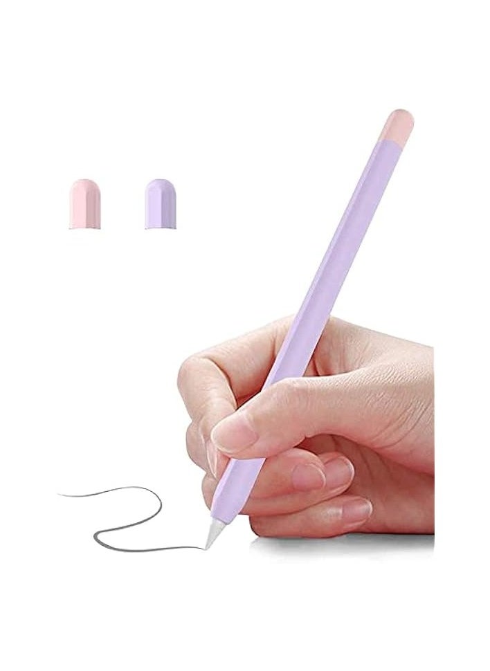 PROMASS Compatible with Apple Pencil 2nd Generation Case for iPencil,Light Pen Skin Case Cover Soft Protective iPad Pencil Grip Holder with 2 Pen caps (Purple/Pink)  - Image 1