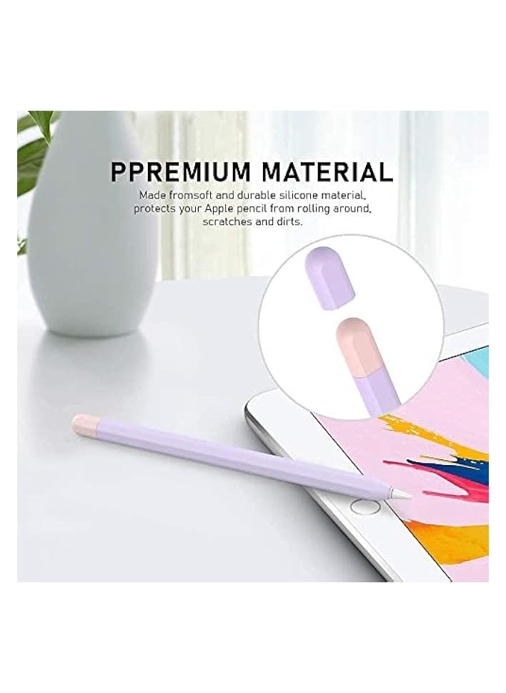 PROMASS Compatible with Apple Pencil 2nd Generation Case for iPencil,Light Pen Skin Case Cover Soft Protective iPad Pencil Grip Holder with 2 Pen caps (Purple/Pink)  - Image 3