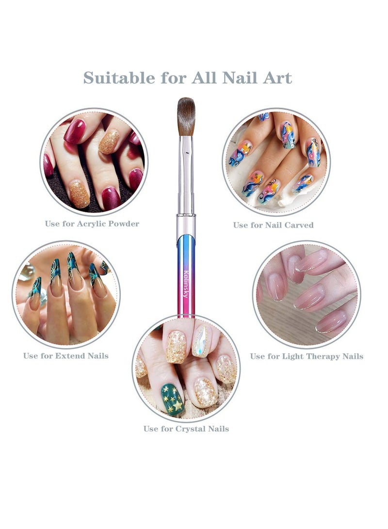 SYOSI Kolinsky Nail Art Brush, Carved Painted Nail Polish Brush Professional Acrylic Nail Pen 3D Colorful Pure Handmade Makeup Brush with Cap(#6) - Image 3