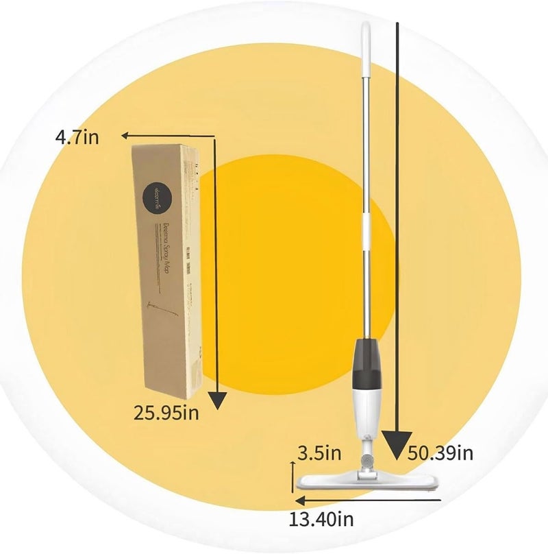 Deerma Water Spray Mop, Floormop for Hard Floor Cleaning with Microfiber Mop Pad Refills and 350ml Water Tank, 360° Rotation Flat for Home Kitchen Hard Floor-1 FREE Replacement - Image 5