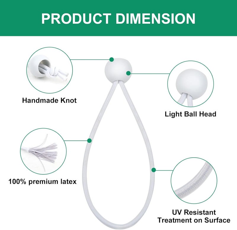 SkyTened 30PCS of 3 Sizes Ball Bungee Cords, 6, 9, 11 Inch Tarp Canopy Bungee Balls, Heavy Duty Tie Down Cord for Shelter, Gazebo, Camping, Tent, Cargo, Holding Wire and Hoses (Ball Size 1 inch) - Image 2