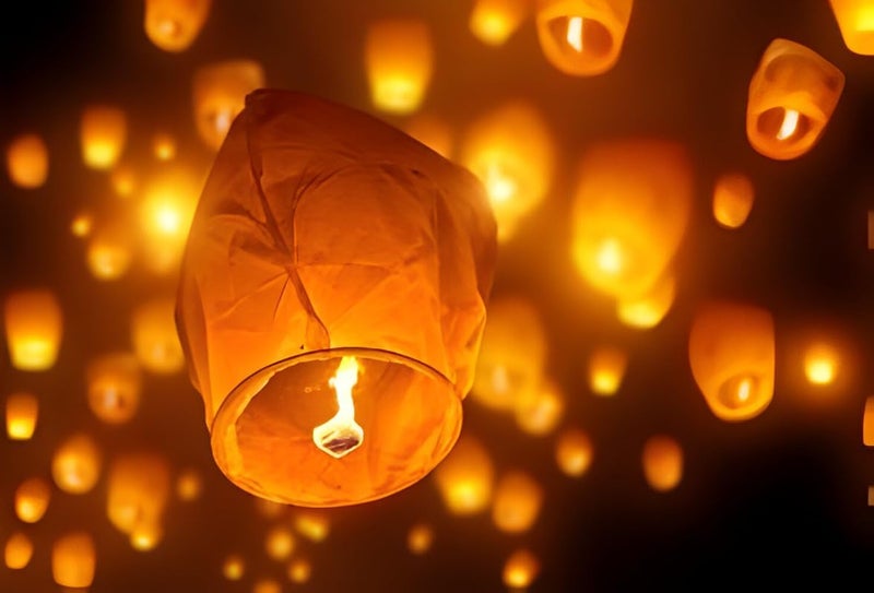 sudyut Paper Sky Lanterns Multicolour Hot Parachute Air Balloon Flying Night Sky Light Lamp with Fuel Wax Candle for Make a Wish/Diwali/Christmas/Birthday/All Festival/Wishing/Parties (Sef of 20) - Image 2