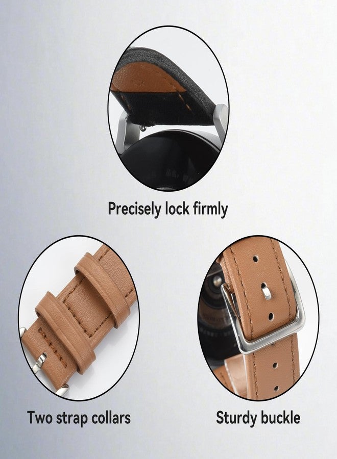 ELUTENG 2 Pack Leather Bands Compatible with Samsung Galaxy Watch 7 6 5 4 40mm 44mm/Watch 6 4 Classic Band 42mm 46mm 43mm 47mm, 20mm Soft Adjustable Slim Leather Band for Samsung watch bands women - Image 3