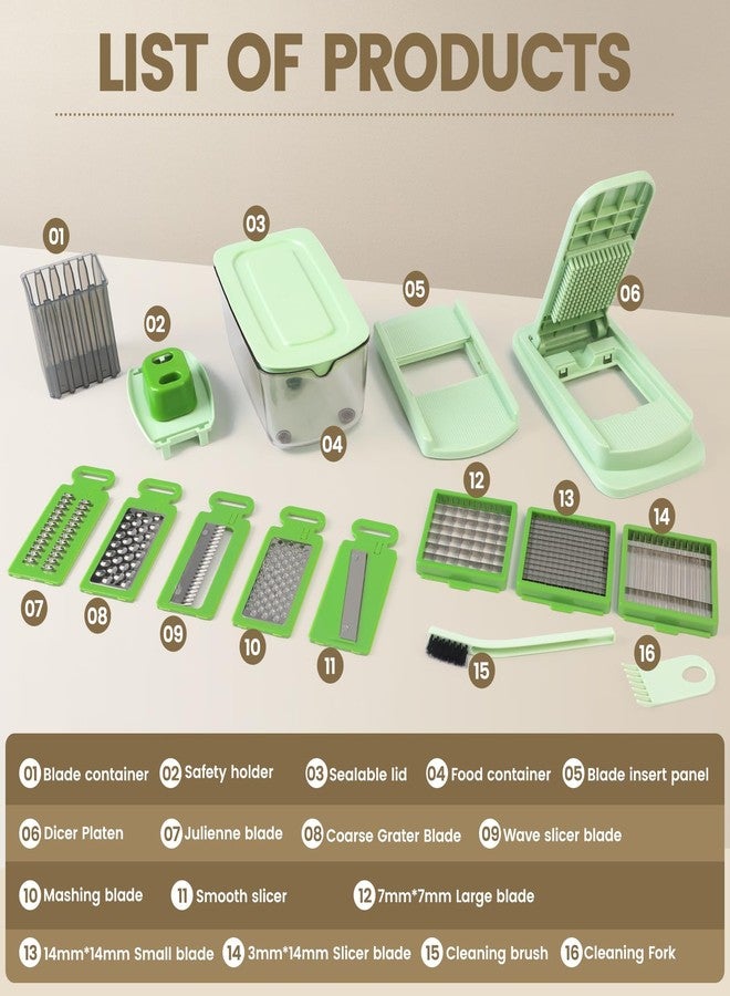 MAMICOOKER Vegetable Chopper with 8 Blades - Onion Chopper 12-in-1 with Container, Kitchen Vegetable Spiralizer Kitchen Gadgets - Home Essentials - Accessories - Image 3