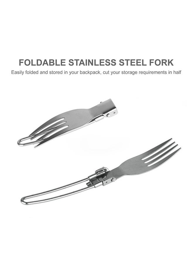 Generic - 3PCS Folding Knife Fork Spoon Set Foldable Cutlery Set Stainless Steel Camping Cutlery Set for Travel Trekking Hiking with Storage Bags - Image 1