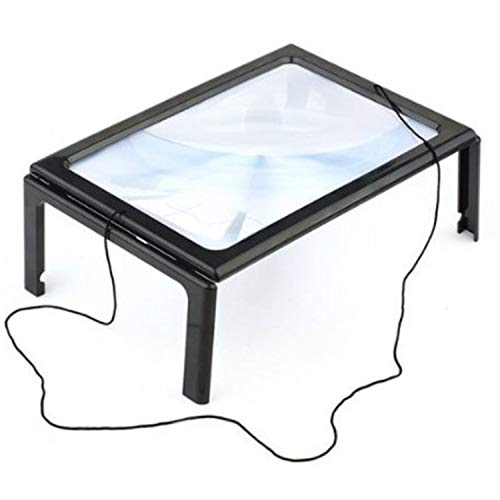 Styxon A4 Full Page Magnifying Glass Hands-Free Magnifier, Large Reading Magnifying Glass with 4 LED Lights, Foldable Desktop Portable Rectangular Magnifier for Low Vision, Seniors with Aging Eyes - Image 1