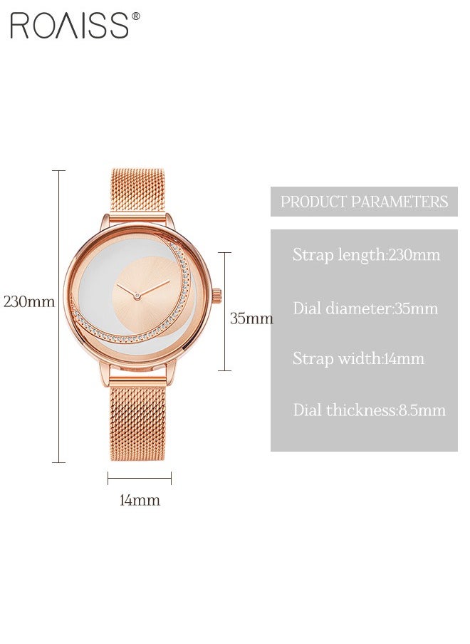 roaiss - Women's Mesh Strap Quartz Watch, Analog Display Round Dial Watch, Waterproof Elegant Watch as Gift for Women - Image 1