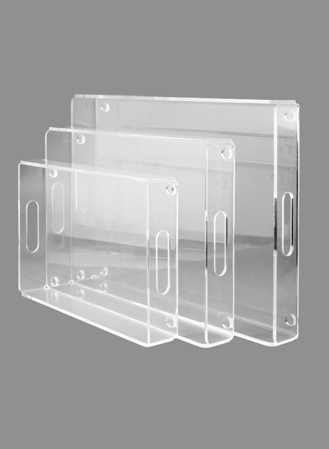 Garkoo – Premium Acrylic Serving Tray Set (3-Piece) – Sizes 20×30 cm + 25×35 cm + 30×40 cm – Durable Seamless Design with Handles – Side Opening – Ideal for Hotels, Restaurants, and Room Service - Image 3