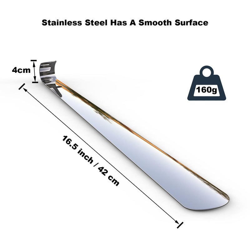 Harniruco Shoe Horn Long Handle for Seniors,16.5" Long Metal Shoehorns for Men Women Kids,Travel Stainless Steel Shoe Horn Shoe Slip on Tool 1 - Image 2