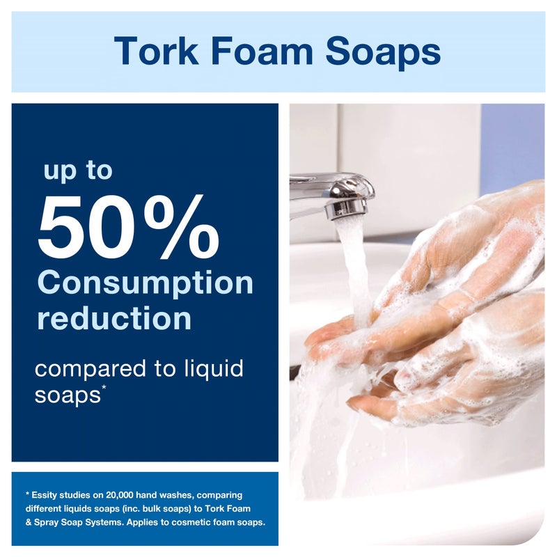 Tork Extra Mild Hand Washing Foam Soap S4, No Fragrance Added, 6 x 1L, 401811 (formerly 401211) - Image 4
