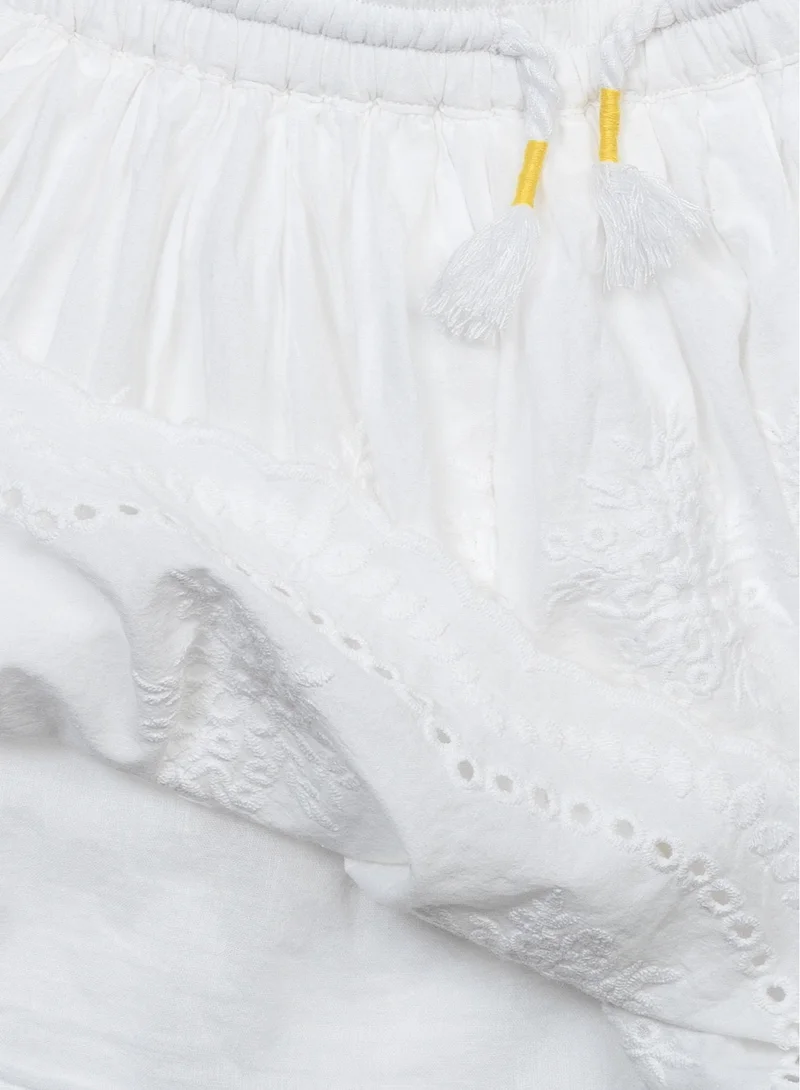 MINOTI Kids Girls' Layered Cotton Skirt – Elastic Waist, Lightweight