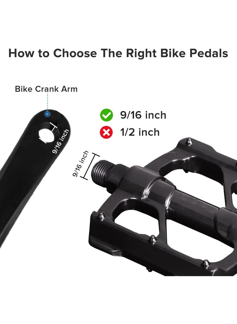 SOLARAE Bike Pedals, Aluminum Alloy Bicycle Pedals, Mountain Bike Pedal with Removable Anti-Skid Nails, Universal Aluminum Alloy Platform Pedal for Travel Cycle-Cross Bikes, 9/16inch - Image 3