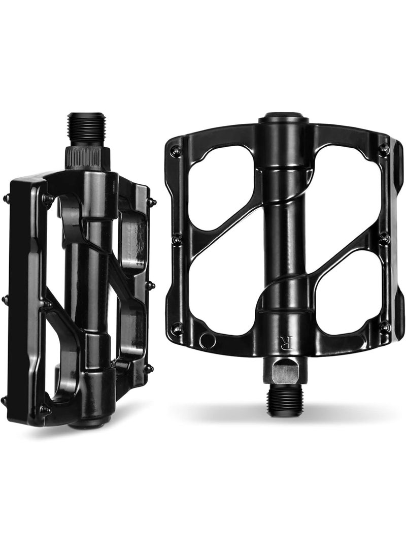 SOLARAE Bike Pedals, Aluminum Alloy Bicycle Pedals, Mountain Bike Pedal with Removable Anti-Skid Nails, Universal Aluminum Alloy Platform Pedal for Travel Cycle-Cross Bikes, 9/16inch - Image 2