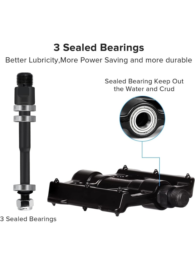 SOLARAE Bike Pedals, Aluminum Alloy Bicycle Pedals, Mountain Bike Pedal with Removable Anti-Skid Nails, Universal Aluminum Alloy Platform Pedal for Travel Cycle-Cross Bikes, 9/16inch - Image 4