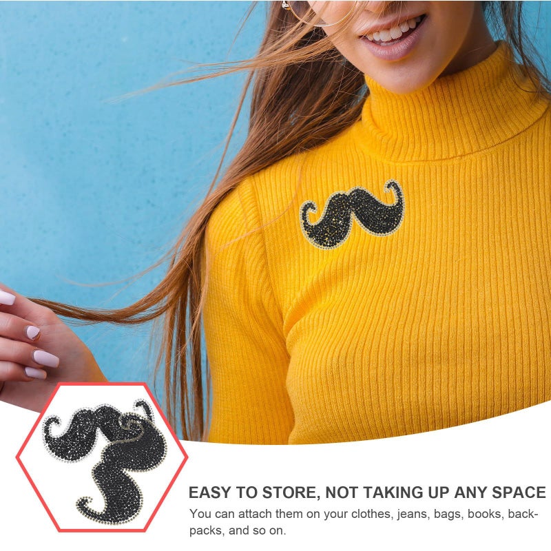 Aofan 2pcs Mustache Beard Iron On Patches For Diy Clothing Repair Denim Jackets Bags And Hats - Image 4