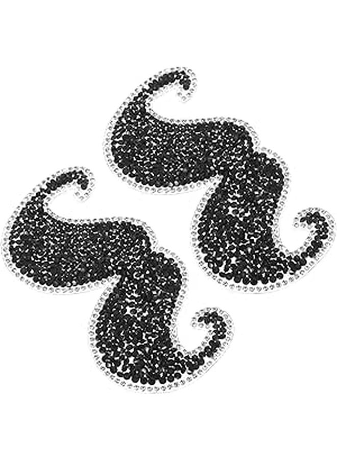 Aofan 2pcs Mustache Beard Iron On Patches For Diy Clothing Repair Denim Jackets Bags And Hats - Image 1