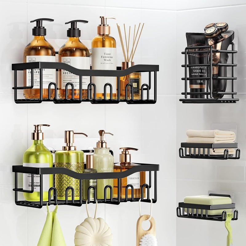 BIRDWING 5 in 1 Self Adhesive Organizer Combo/Soap Holder with Tooth Brush Holder/Stand for Bathroom Without Drill/Racks and Shelves for Wall/Bathroom Accessories - Image 5