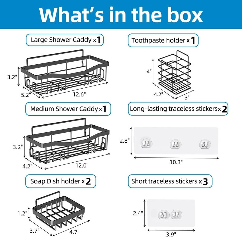 BIRDWING 5 in 1 Self Adhesive Organizer Combo/Soap Holder with Tooth Brush Holder/Stand for Bathroom Without Drill/Racks and Shelves for Wall/Bathroom Accessories - Image 3