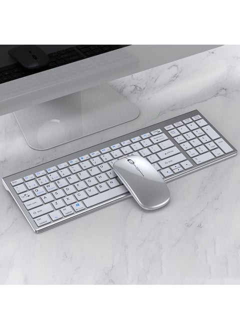 109 Three-mode Wireless Bluetooth Keyboard Mouse Set(Silver)