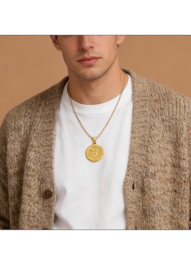Lemon Fashion Plated 18K Gold Allah Pendant Round Necklace - Image 5