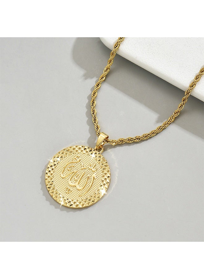 Lemon Fashion Plated 18K Gold Allah Pendant Round Necklace - Image 2