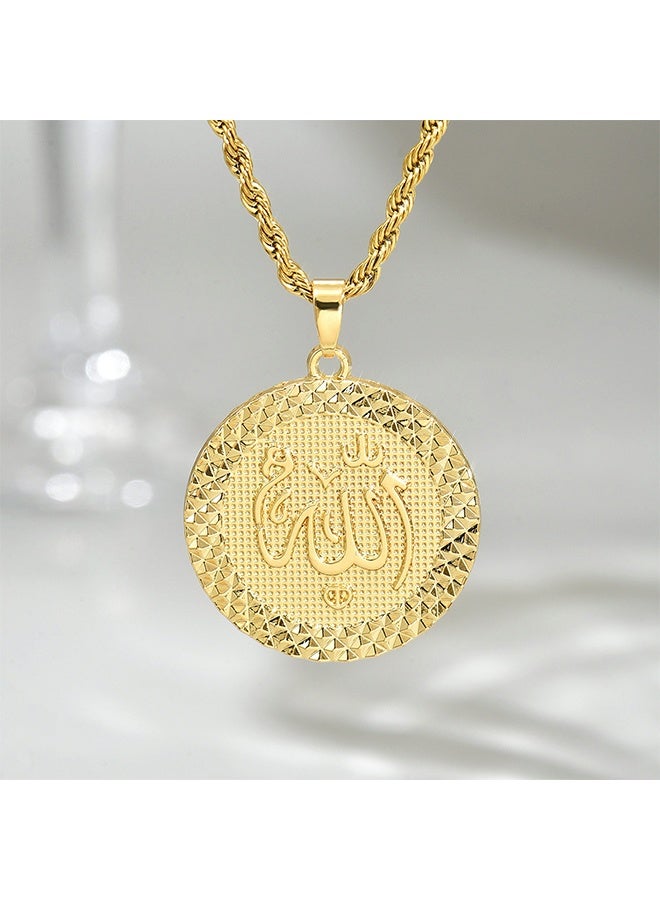 Lemon Fashion Plated 18K Gold Allah Pendant Round Necklace - Image 1
